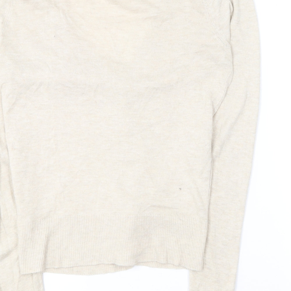 TU Womens Beige V-Neck  Nylon Cardigan Jumper Size 8