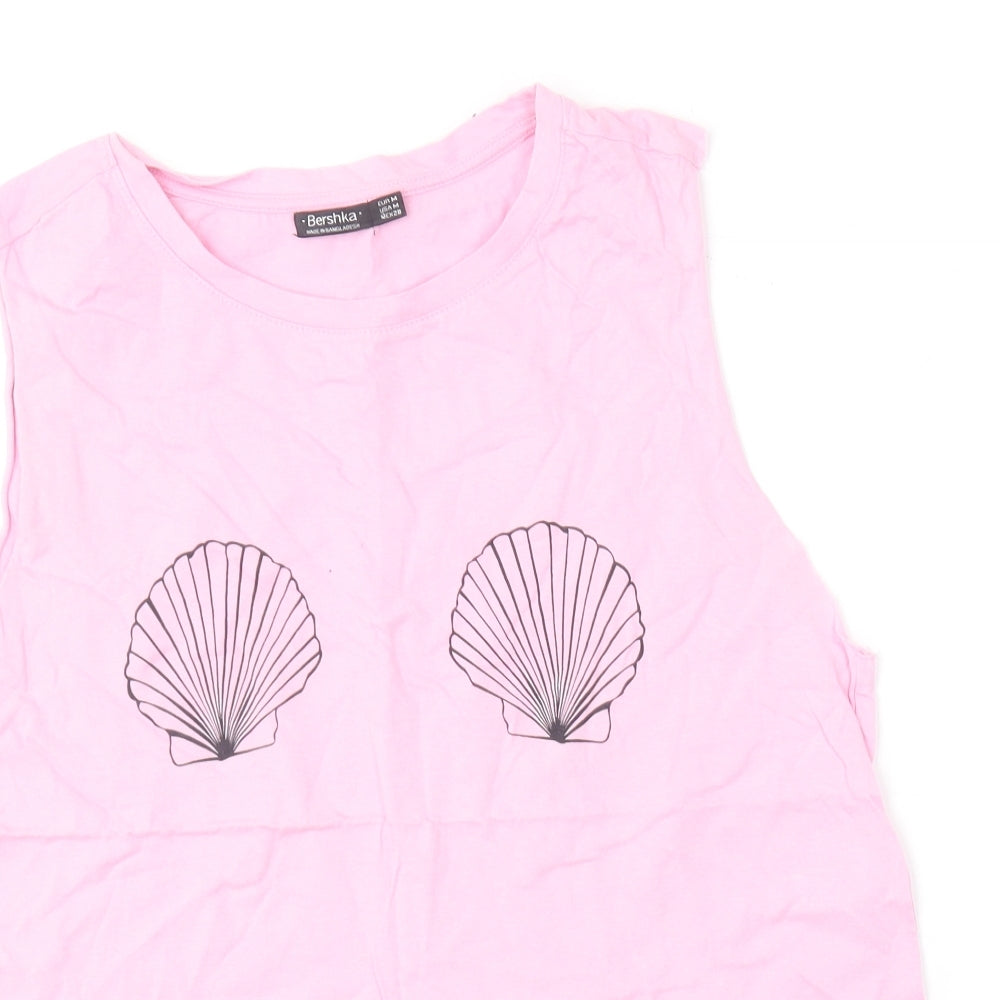 Barber Shop Womens Pink  Cotton Basic Tank Size M Round Neck