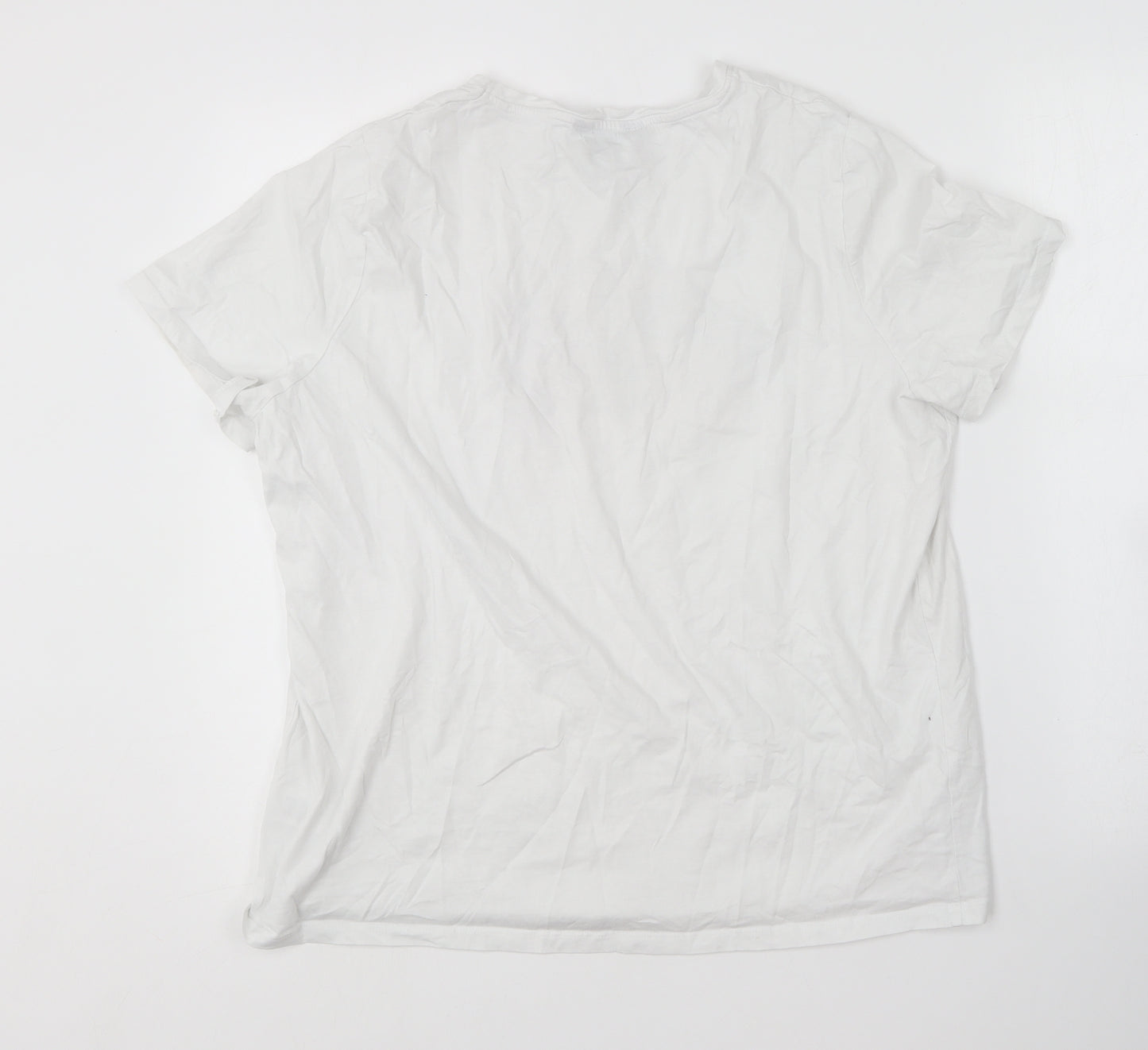 New Look Womens White  Cotton Basic T-Shirt Size 18 Round Neck
