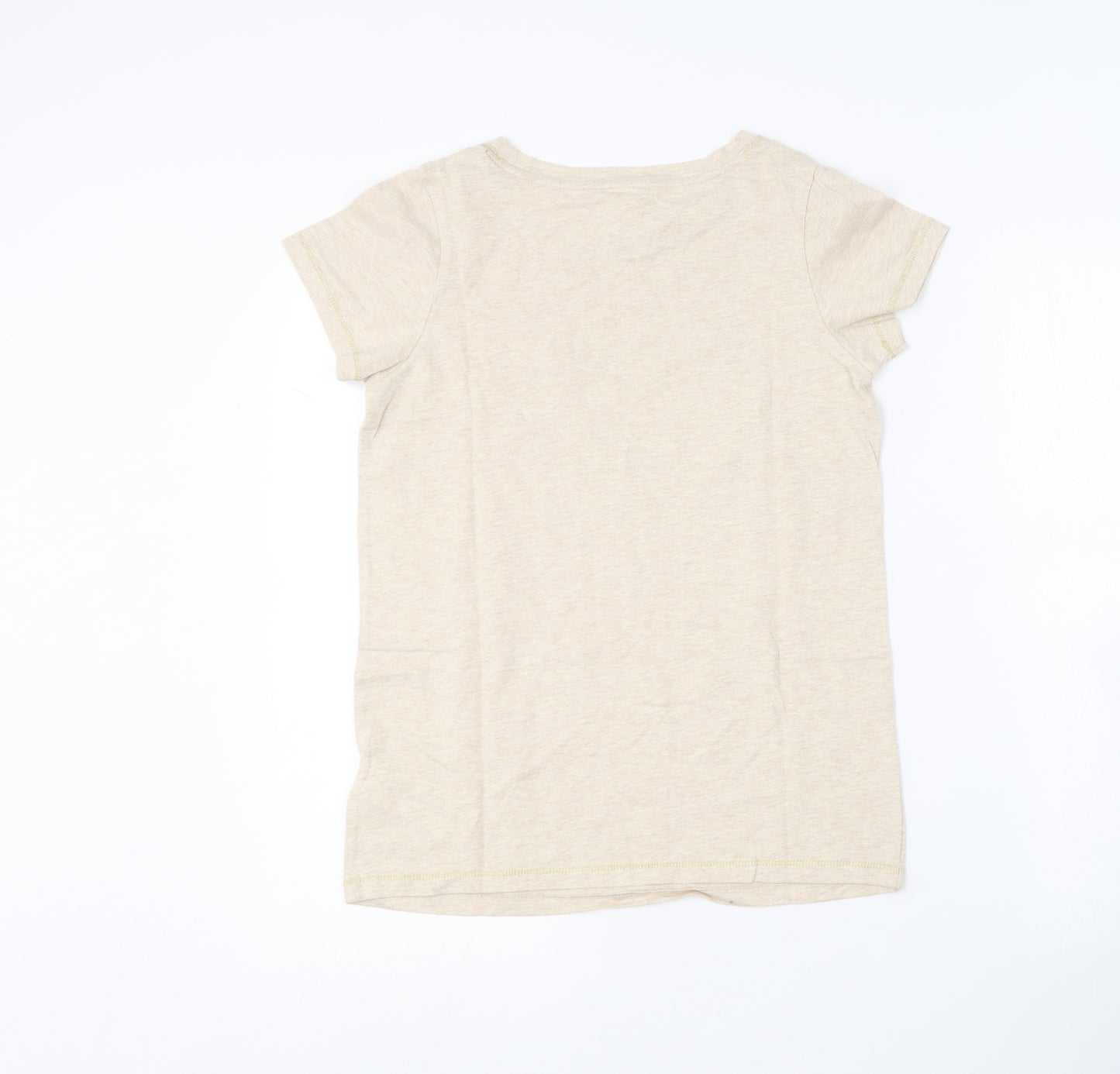 Debenhams Womens Beige  Cotton Basic T-Shirt Size 8 Round Neck - Christmas Dachshund