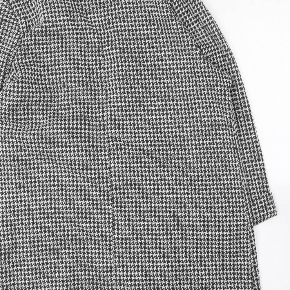F&F Womens Black Houndstooth  Overcoat Coat Size 16