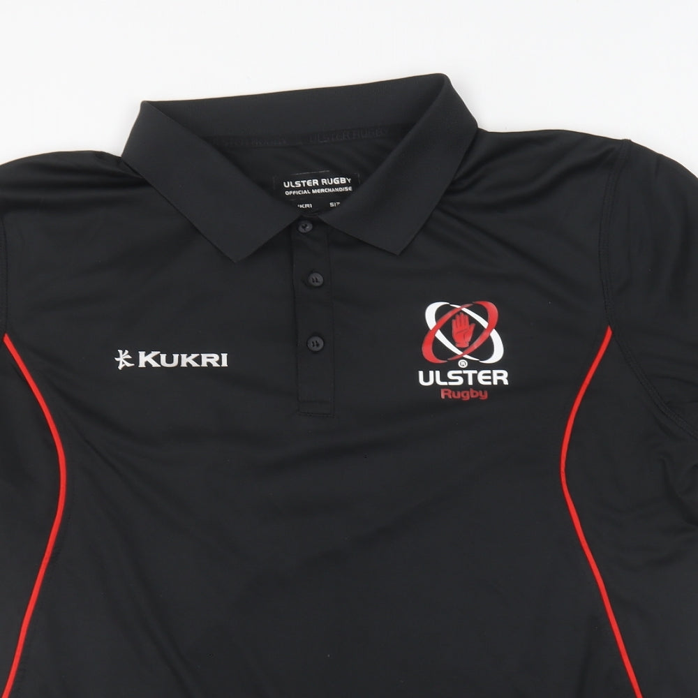 Kukri Mens Black  Polyester  Polo Size 2XL Collared  - Ulster Rugby