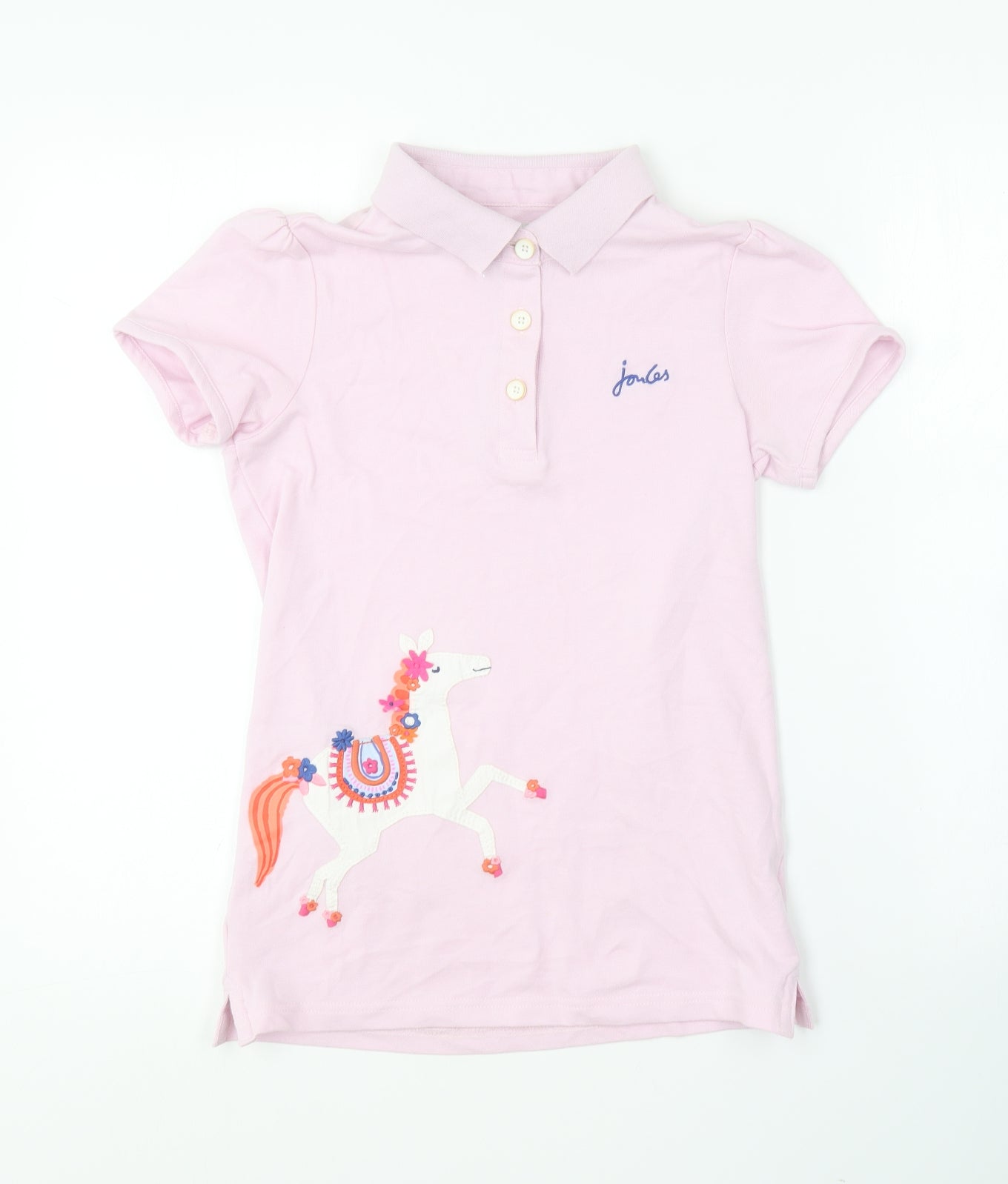 Joules Girls Pink  Cotton T-Shirt Dress  Size 11-12 Years  Collared