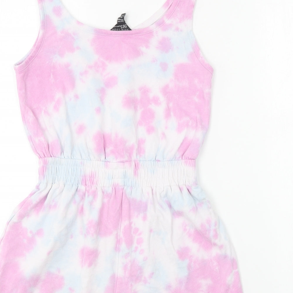 New Look Girls Pink  Cotton Playsuit One-Piece Size 10-11 Years