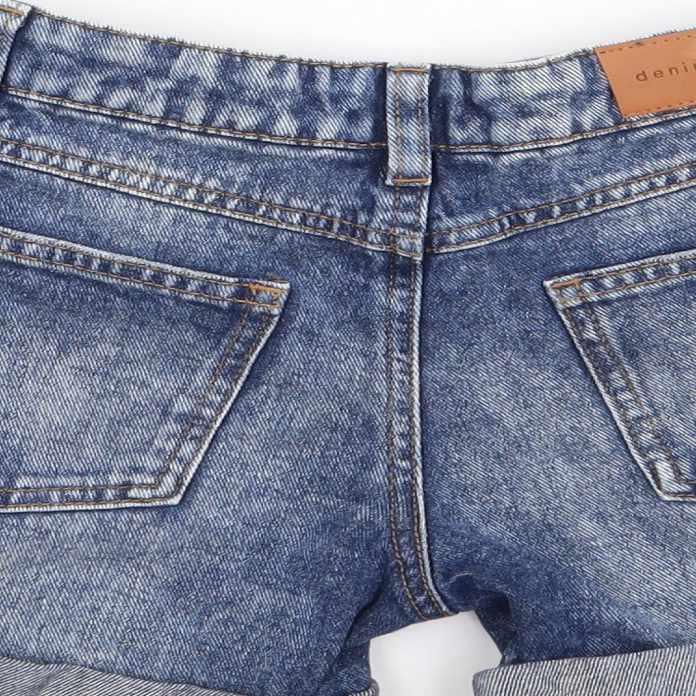 Primark Girls Blue  100% Cotton Mom Shorts Size 8-9 Years L4 in Regular Zip
