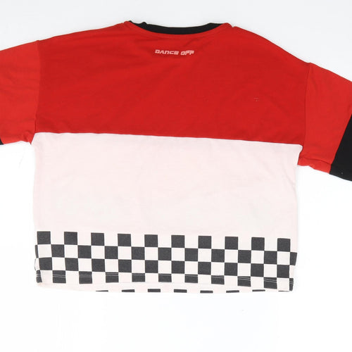 River Island Girls Multicoloured Geometric Polyester Jersey T-Shirt Size 11-12 Years Crew Neck Pullover