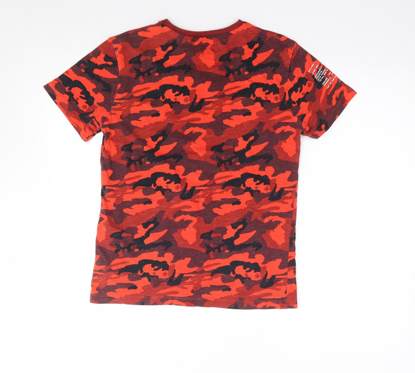 NEXT Boys Red Camouflage 100% Cotton Jersey T-Shirt Size 11 Years Crew Neck Pullover