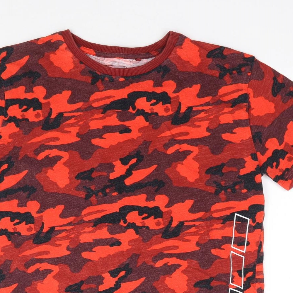 NEXT Boys Red Camouflage 100% Cotton Jersey T-Shirt Size 11 Years Crew Neck Pullover
