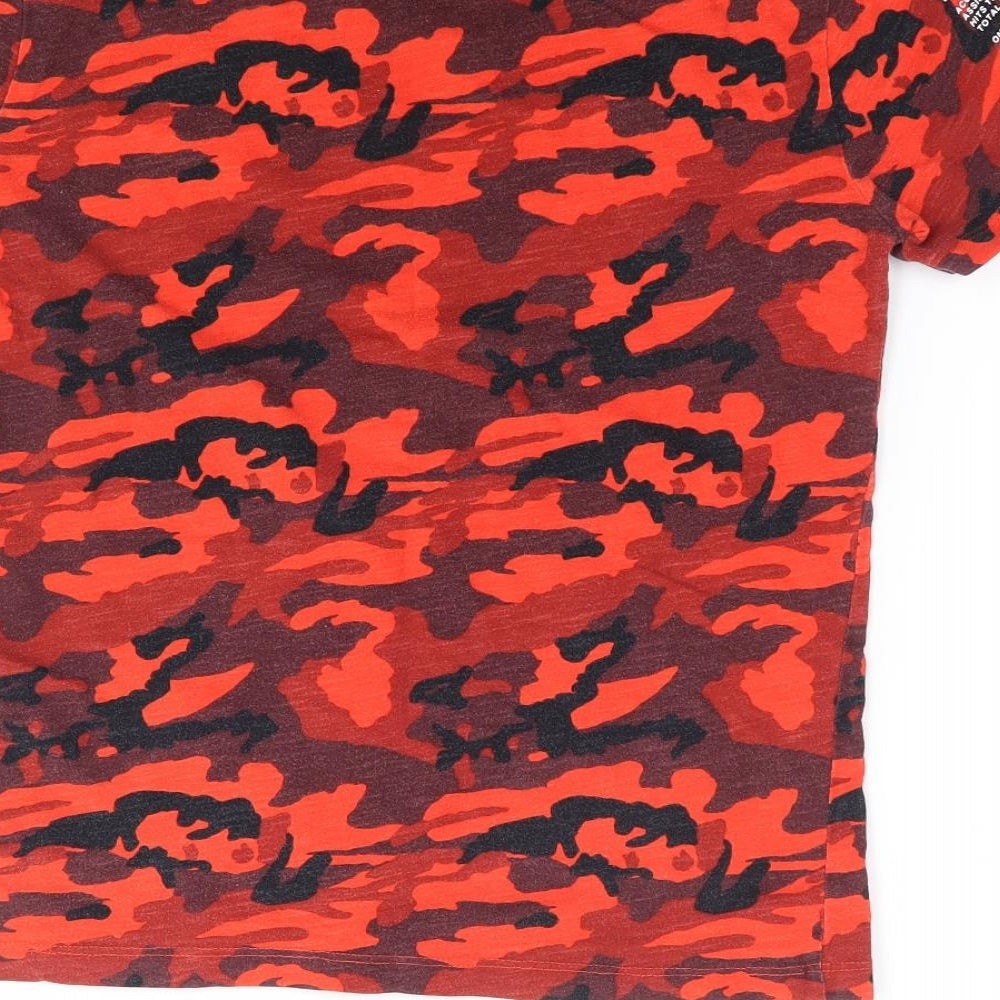 NEXT Boys Red Camouflage 100% Cotton Jersey T-Shirt Size 11 Years Crew Neck Pullover