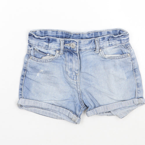 Matalan Girls Blue  100% Cotton Mom Shorts Size 7 Years  Regular Zip