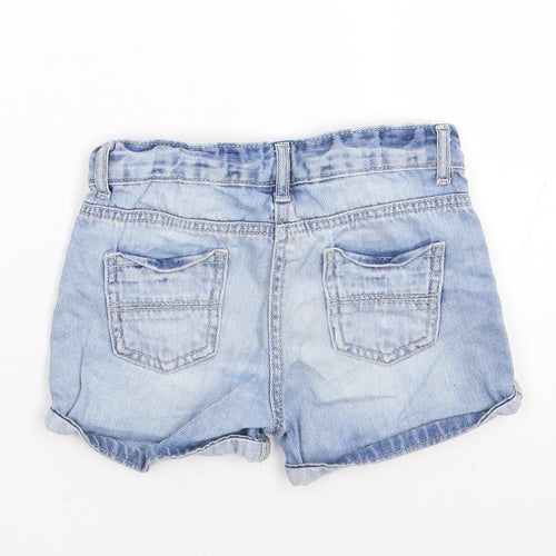 Matalan Girls Blue  100% Cotton Mom Shorts Size 7 Years  Regular Zip