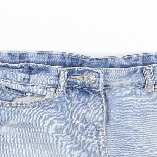 Matalan Girls Blue  100% Cotton Mom Shorts Size 7 Years  Regular Zip