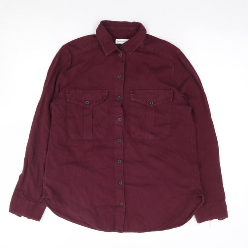 Warehouse Womens Purple  100% Cotton Jersey Button-Up Size 12 Collared