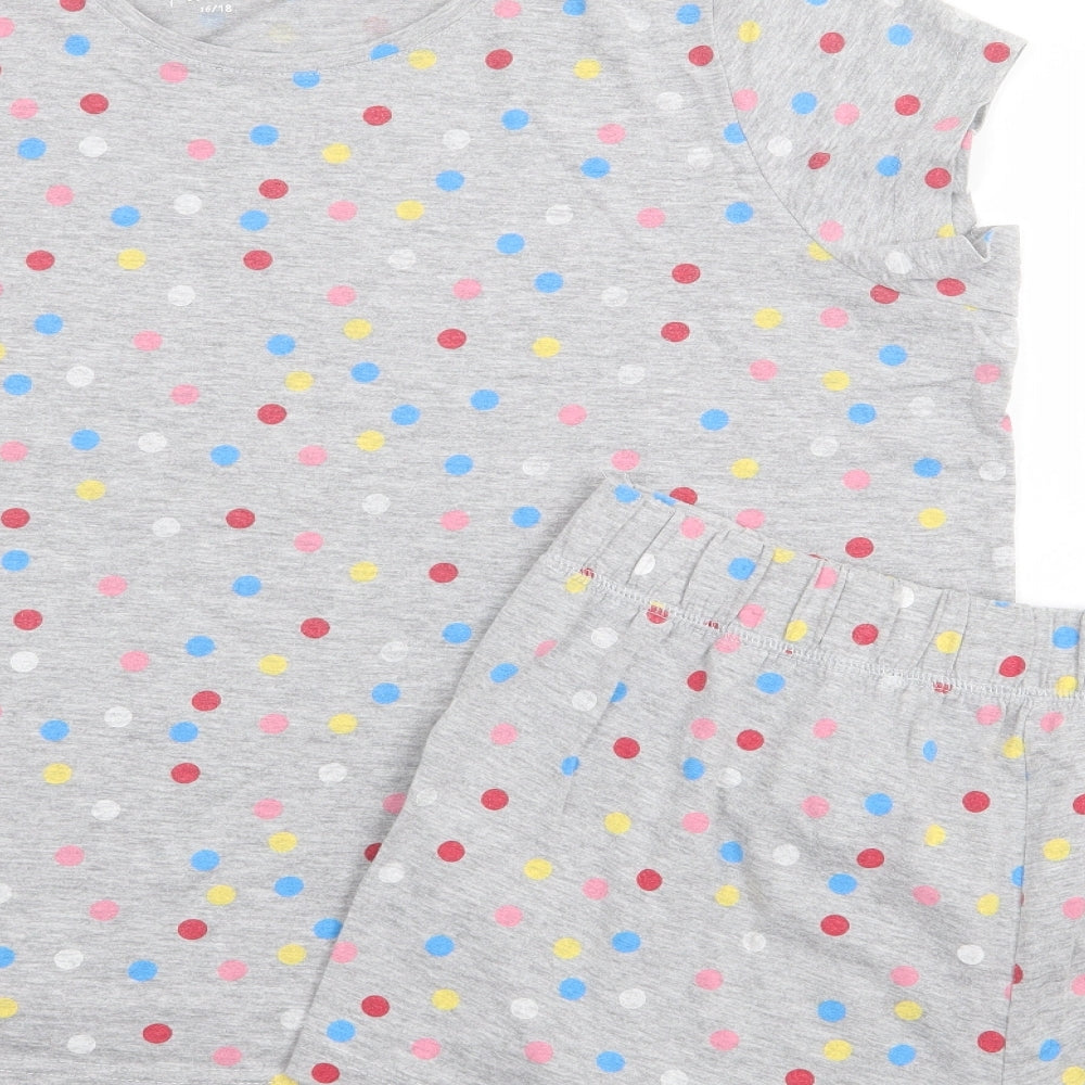 Pretty Secrets Womens Grey Polka Dot Polyester Top Pyjama Set Size 16