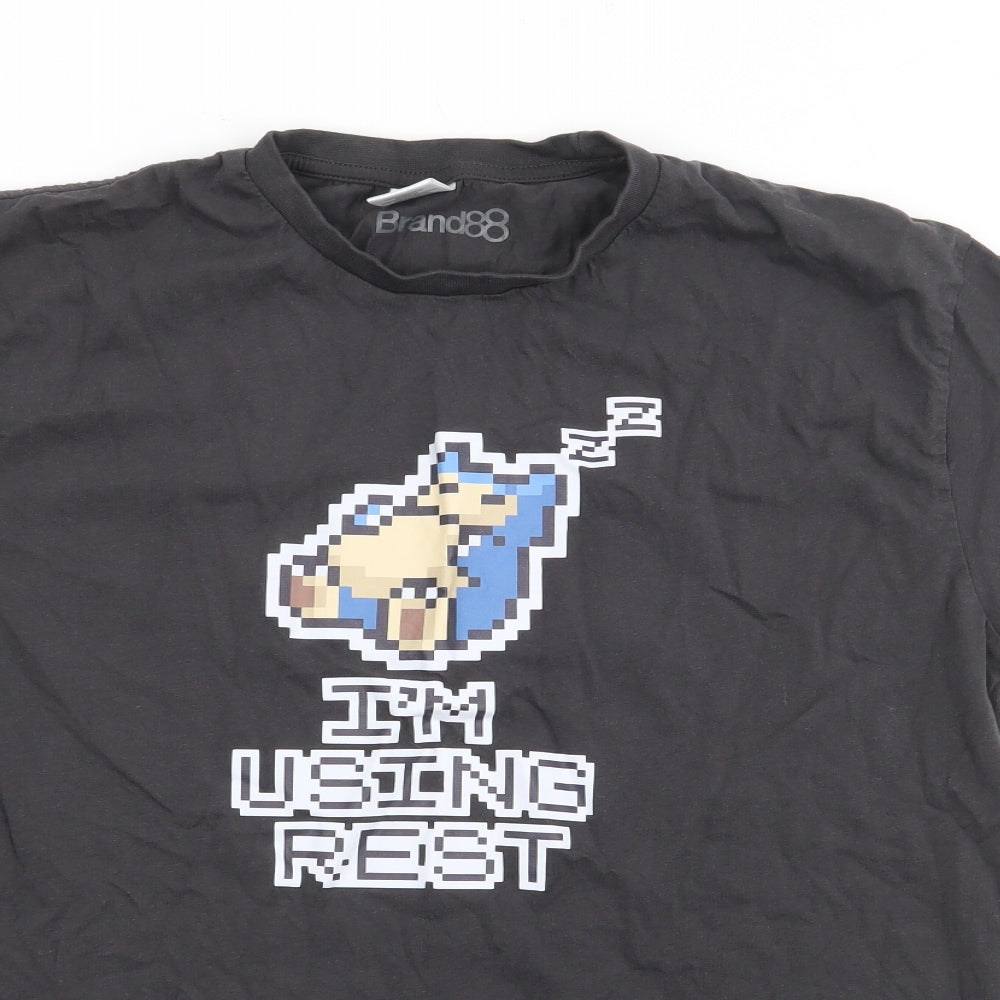 Uneek Mens Grey  Cotton  T-Shirt Size M Crew Neck  - Pokemon