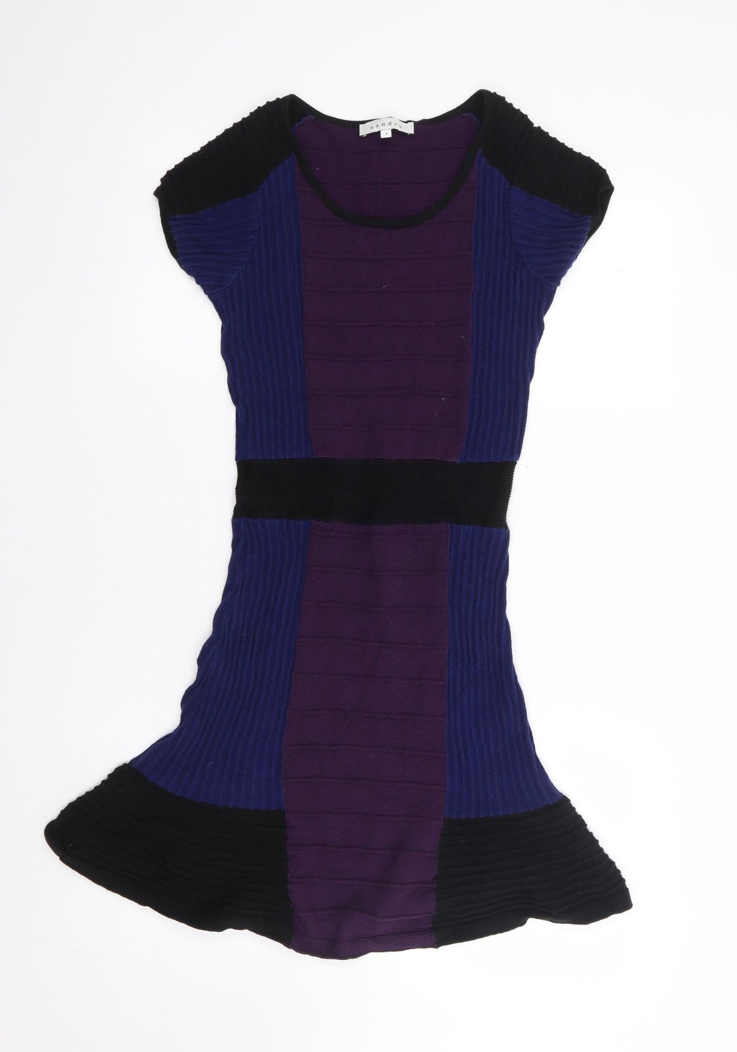 Sandro Womens Multicoloured  100% Cotton Jumper Dress  Size 8  Round Neck Pullover