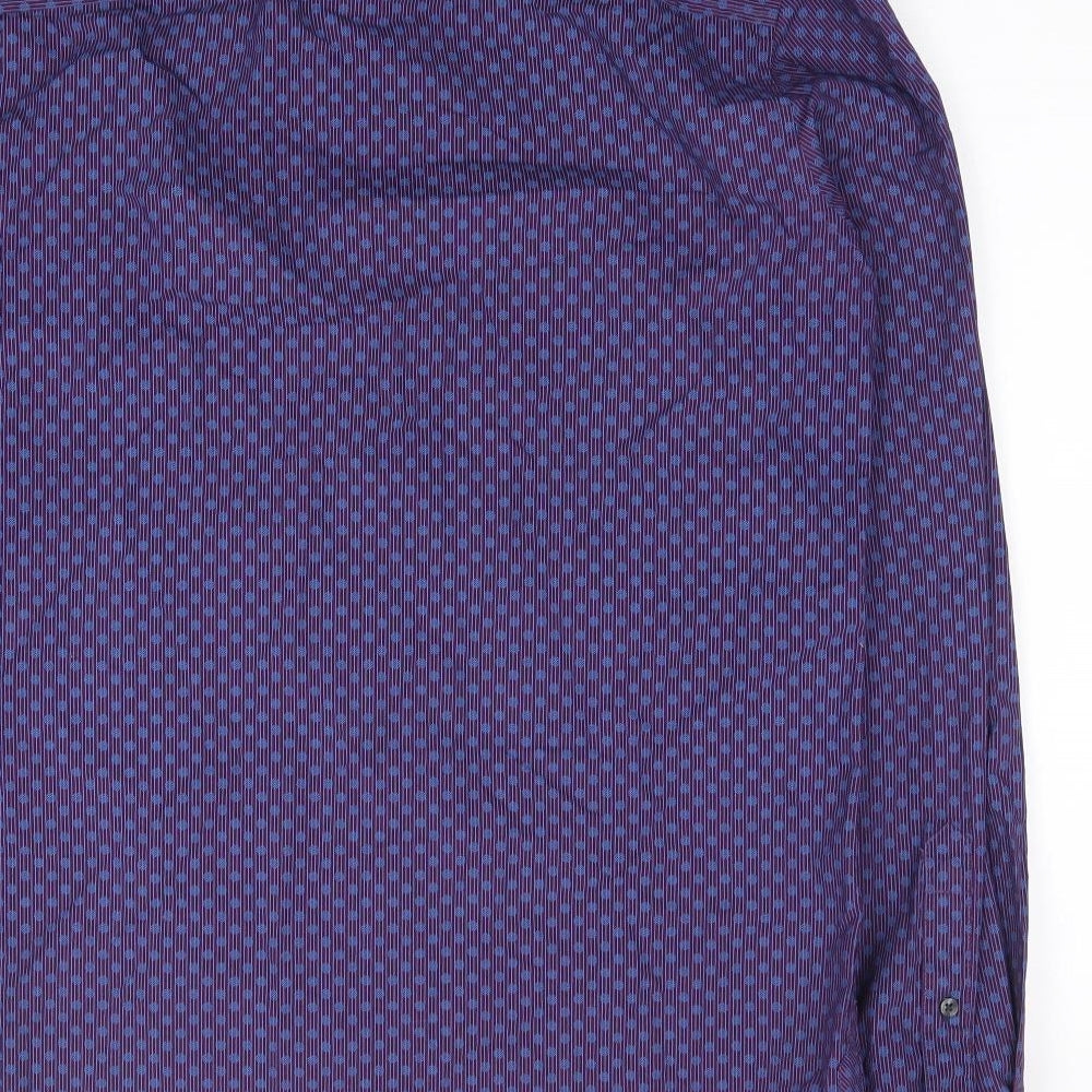 Crew Clothing Mens Purple Polka Dot Cotton  Button-Up Size S Collared Button