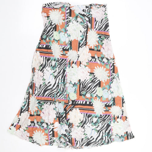 ASOS Womens Multicoloured Floral Polyester Flare Skirt Size 10   Zip