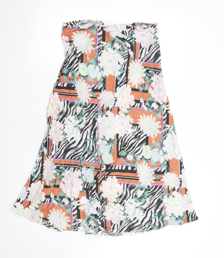 ASOS Womens Multicoloured Floral Polyester Flare Skirt Size 10 Zip