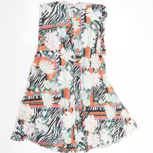 ASOS Womens Multicoloured Floral Polyester Flare Skirt Size 10   Zip