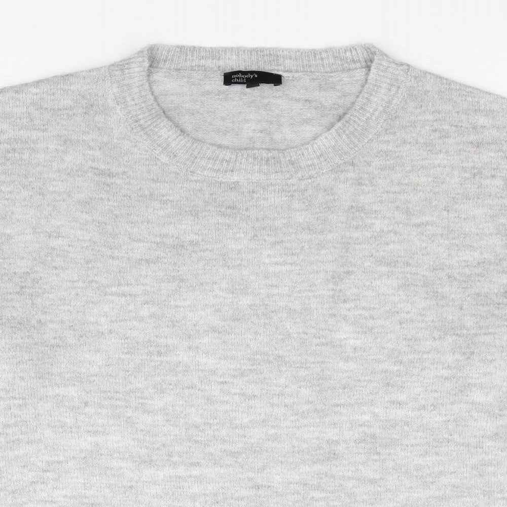Nobody's Child Womens Grey Round Neck  Acrylic Pullover Jumper Size M