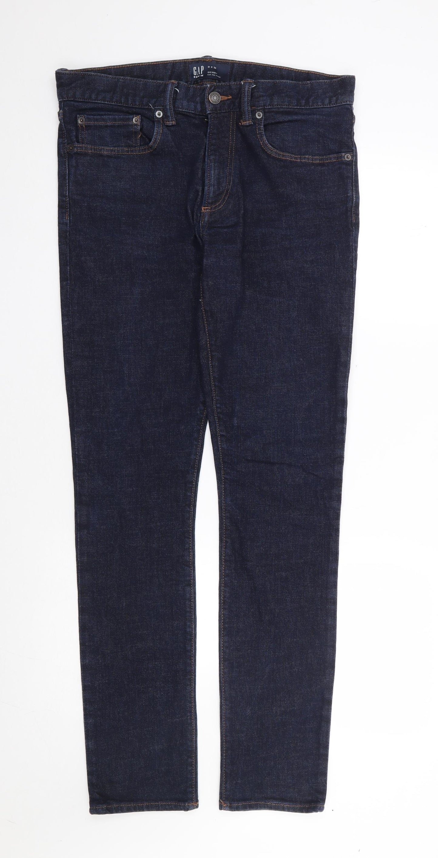 Gap Mens Blue  Cotton Skinny Jeans Size 31 L32 in Slim Zip