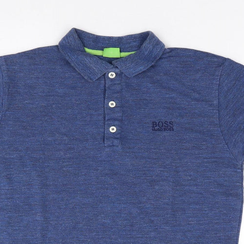 HUGO BOSS Mens Blue  Cotton  Polo Size M Collared Pullover