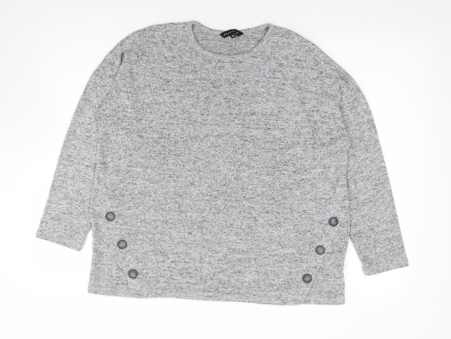 Peacocks Womens Grey Crew Neck  Viscose Pullover Jumper Size 10