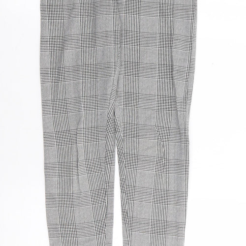 H&M  Girls Black Check Cotton Jogger Trousers Size 12 Years L24 in Regular