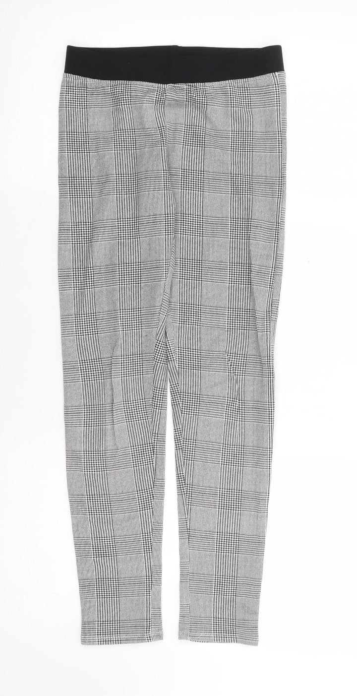 H&M Girls Black Check Cotton Jogger Trousers Size 12 Years L24 in Regular