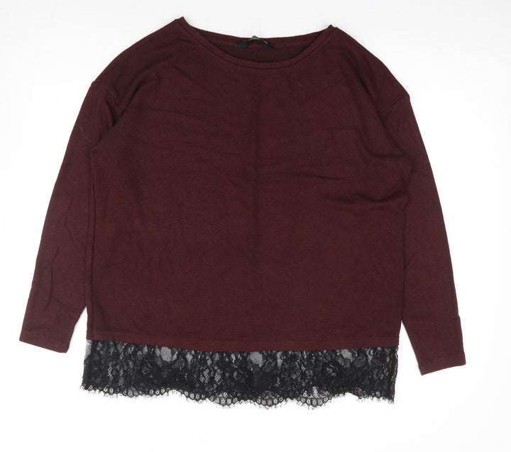 F&F Womens Red Round Neck Viscose Pullover Jumper Size 10