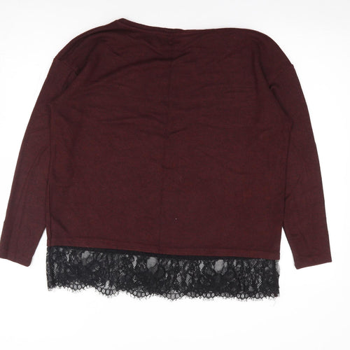 F&F Womens Red Round Neck  Viscose Pullover Jumper Size 10