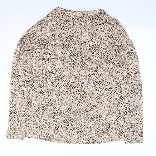 Nw Look  Womens Beige Animal Print Polyester Jersey Blouse Size 14 V-Neck