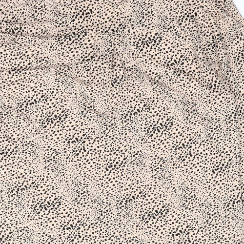 Nw Look  Womens Beige Animal Print Polyester Jersey Blouse Size 14 V-Neck