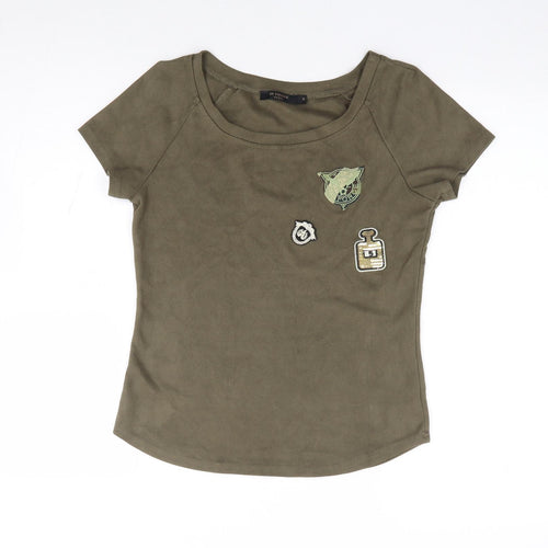 In Vogue Womens Green  Polyester Jersey T-Shirt Size M Round Neck