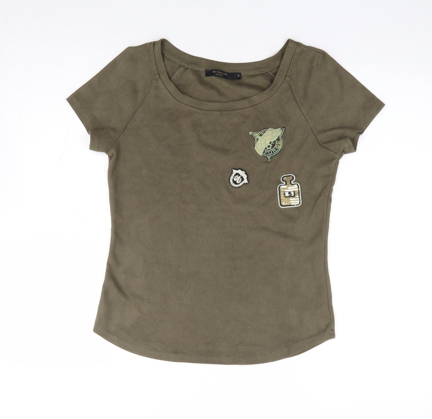 In Vogue Womens Green  Polyester Jersey T-Shirt Size M Round Neck
