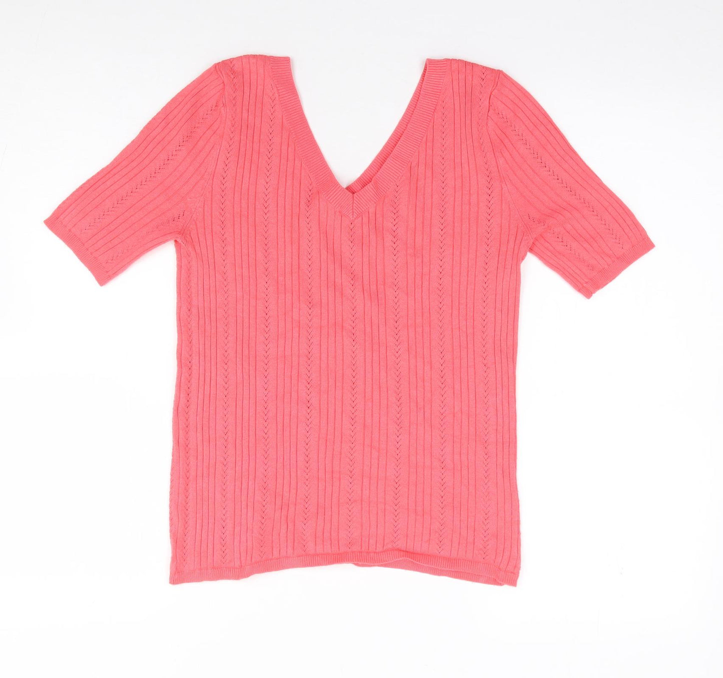 TU Womens Pink V-Neck  Viscose Pullover Jumper Size 10