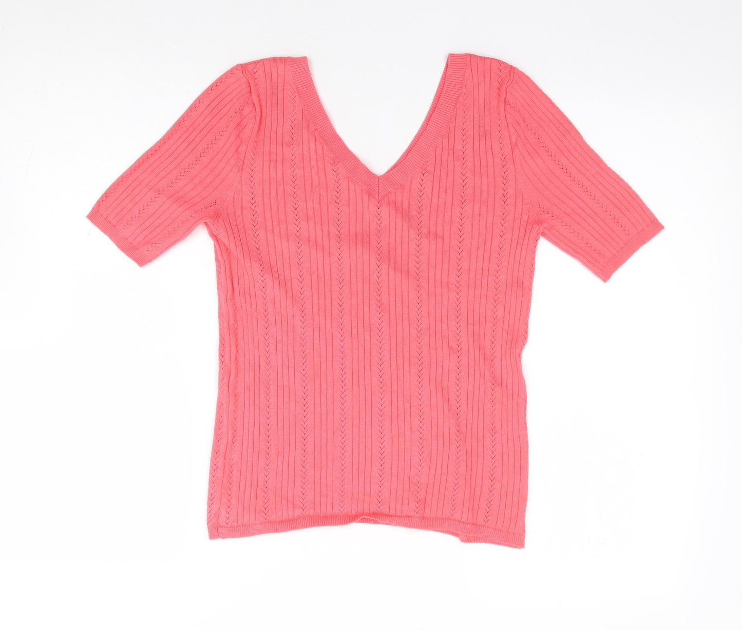 TU Womens Pink V-Neck  Viscose Pullover Jumper Size 10