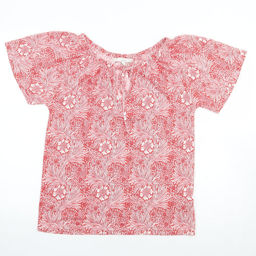 NEXT Womens Red Floral Viscose Jersey T-Shirt Size 6 Round Neck