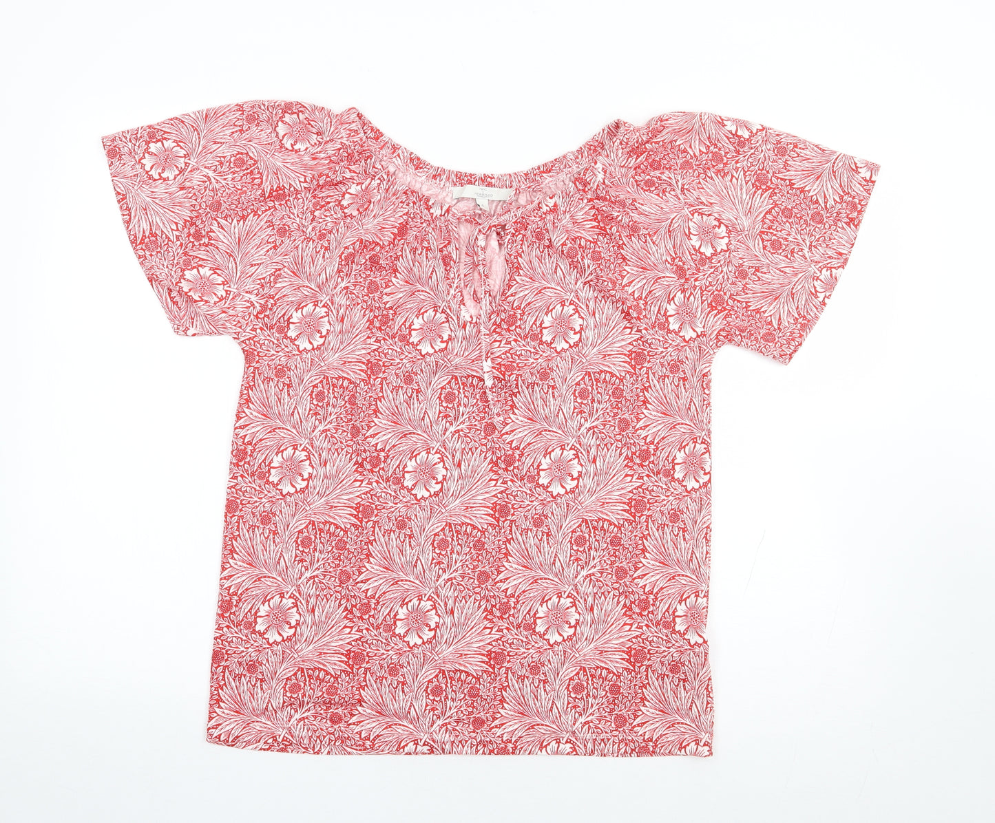 NEXT Womens Red Floral Viscose Jersey T-Shirt Size 6 Round Neck