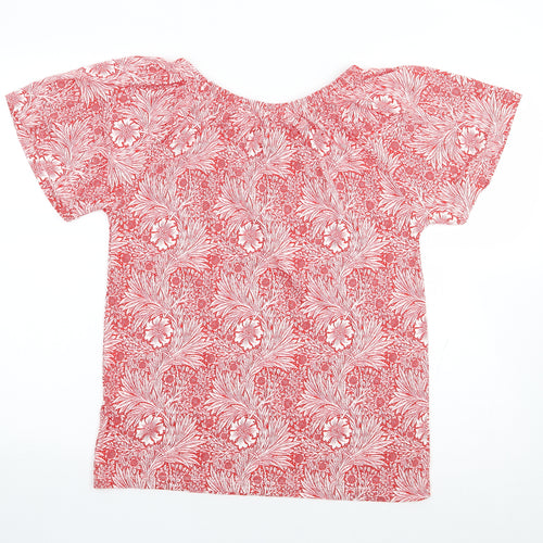 NEXT Womens Red Floral Viscose Jersey T-Shirt Size 6 Round Neck
