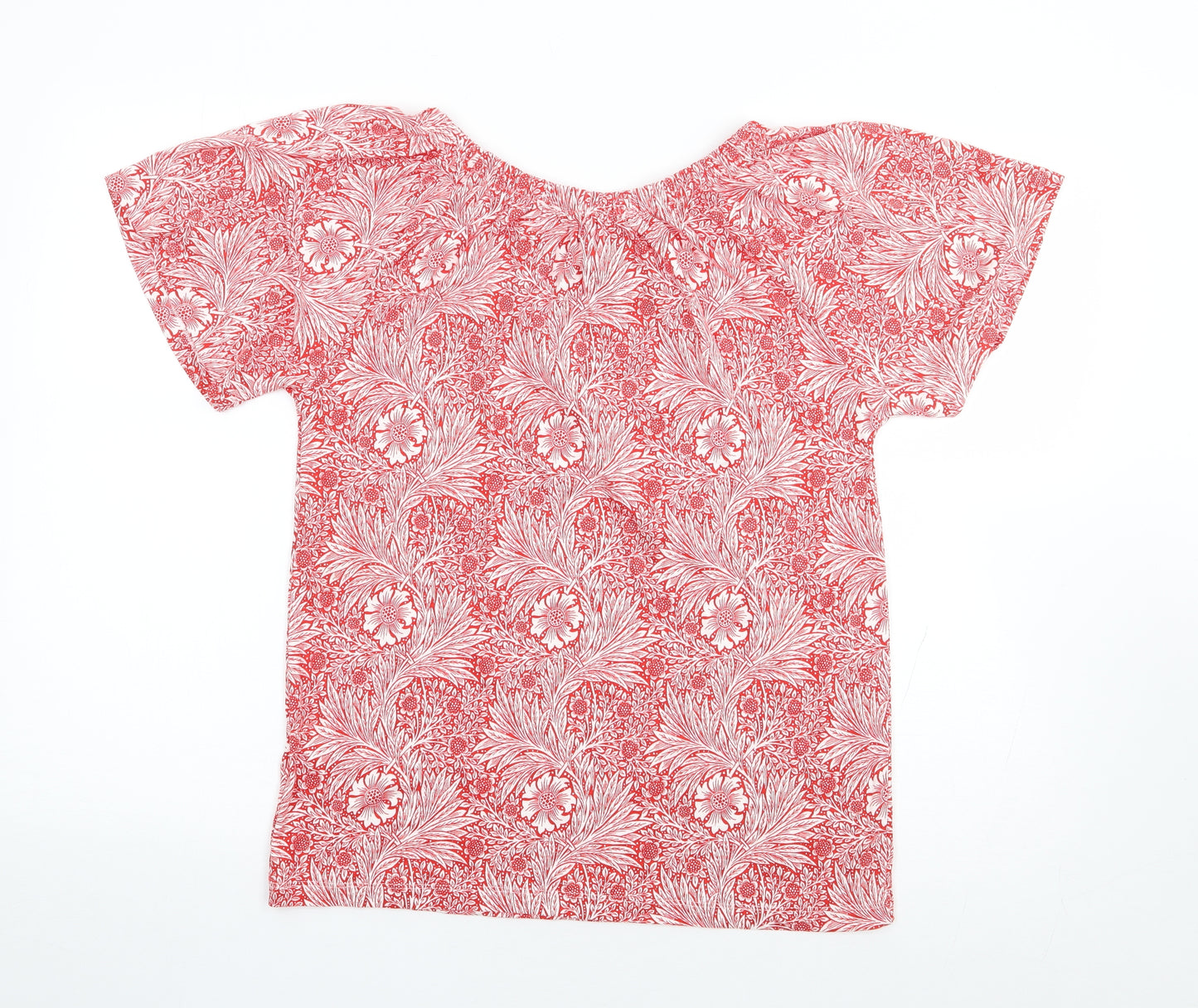 NEXT Womens Red Floral Viscose Jersey T-Shirt Size 6 Round Neck