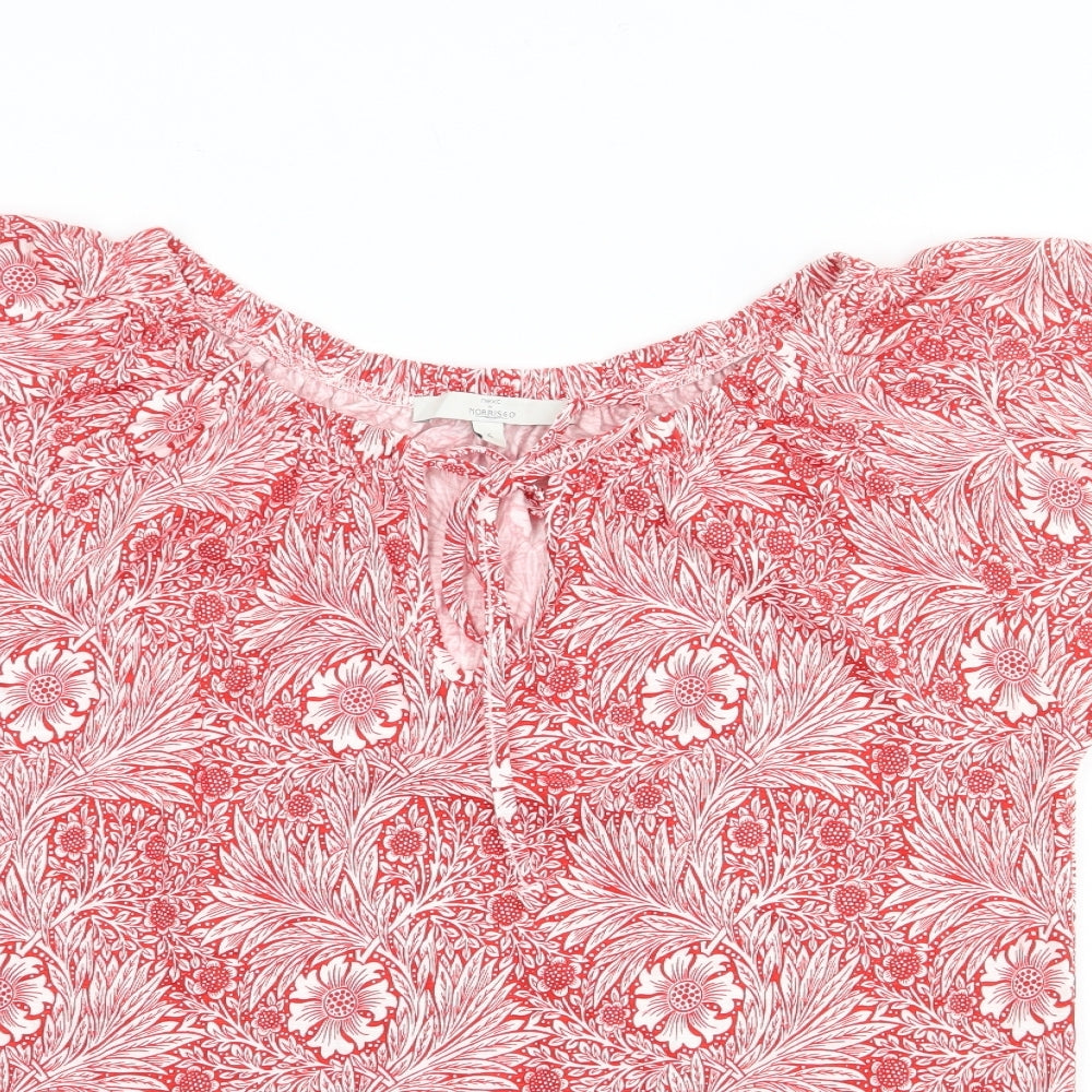 NEXT Womens Red Floral Viscose Jersey T-Shirt Size 6 Round Neck