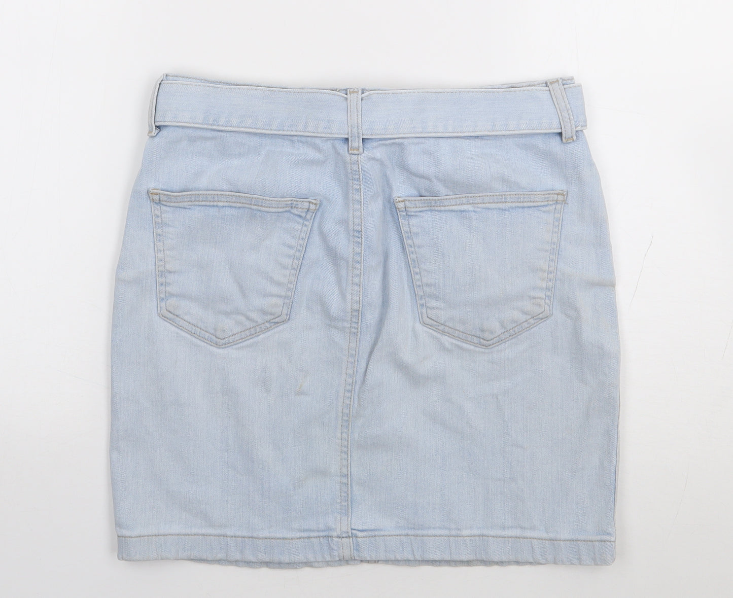Primark Womens Blue  Cotton A-Line Skirt Size 12   Zip