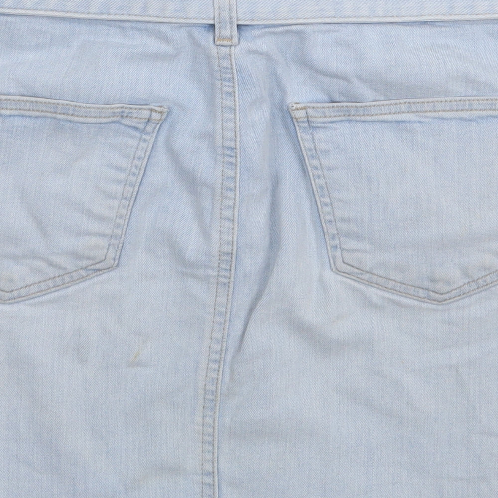 Primark Womens Blue  Cotton A-Line Skirt Size 12   Zip