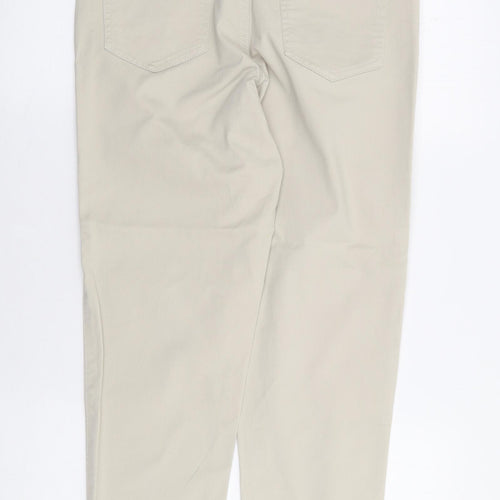 F&F Womens Beige  Cotton Straight Jeans Size 10 L25 in Regular Zip