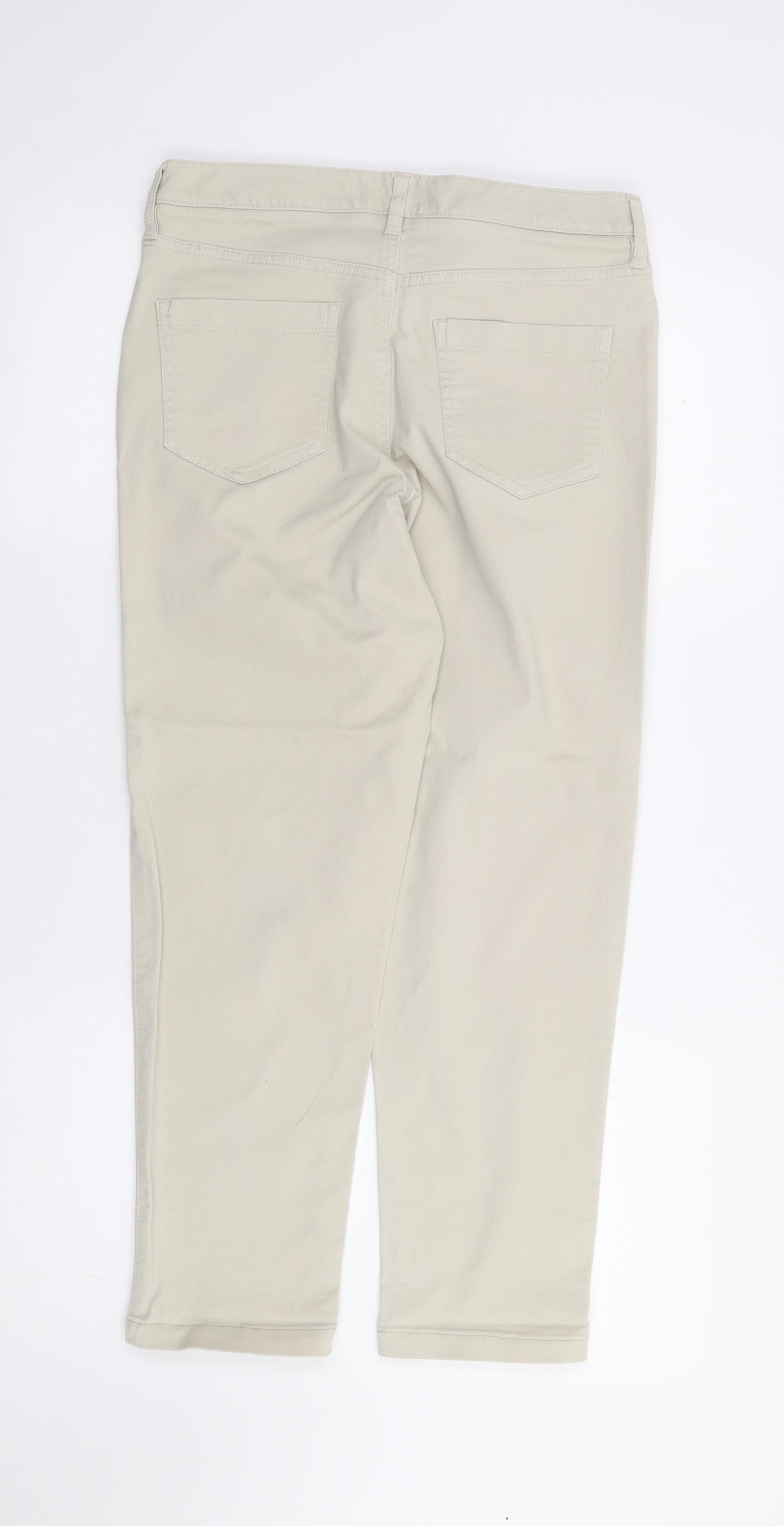 F&F Womens Beige  Cotton Straight Jeans Size 10 L25 in Regular Zip