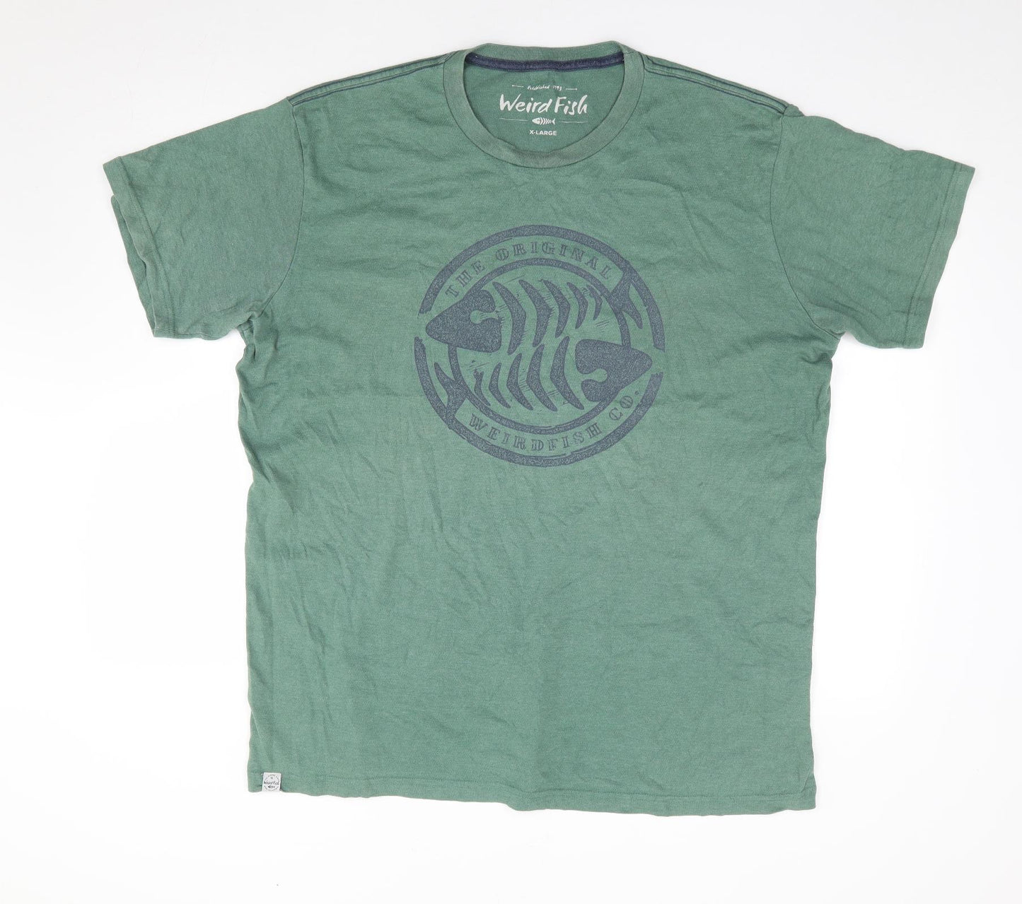 Weird Fish Mens Green  Polyester  T-Shirt Size XL Crew Neck