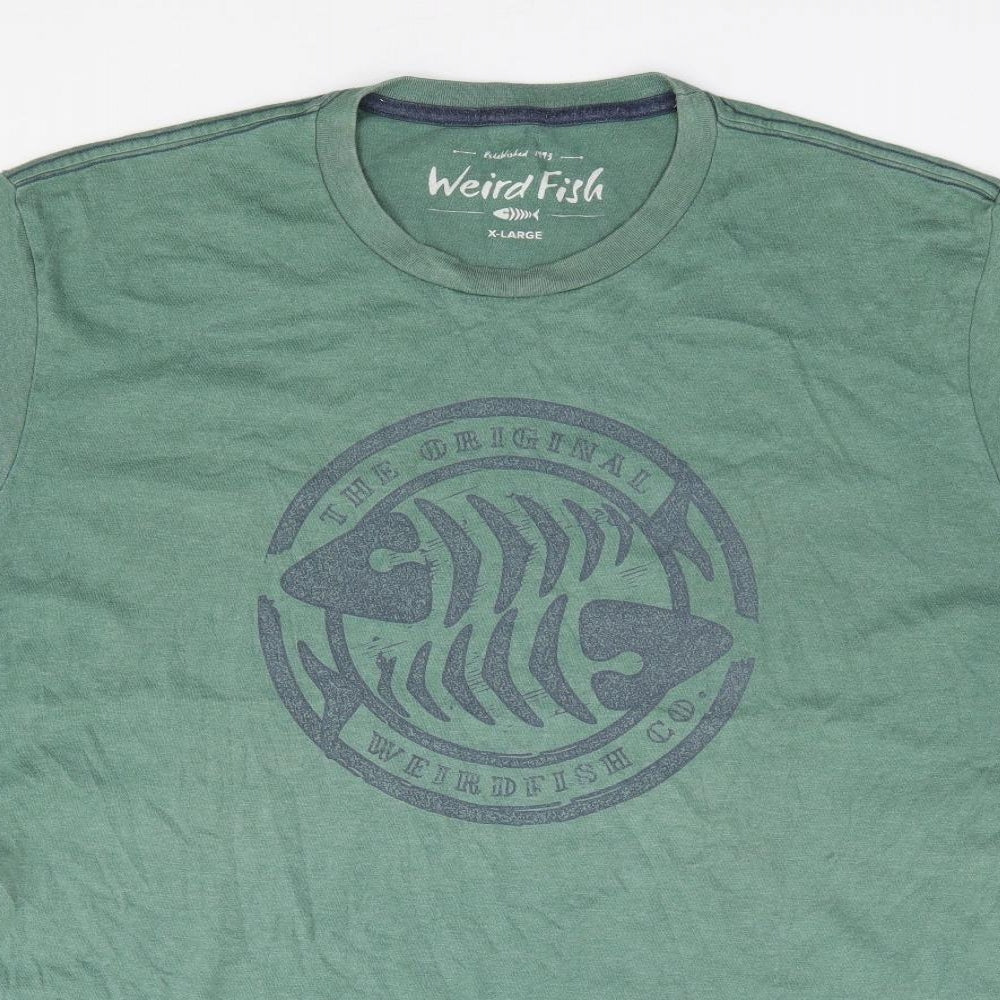 Weird Fish Mens Green  Polyester  T-Shirt Size XL Crew Neck