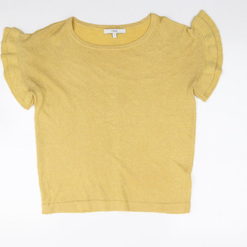 NEXT Womens Yellow Round Neck  Viscose Pullover Jumper Size 12
